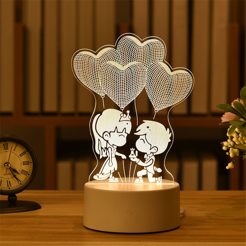 Romantická láska 3D lampa