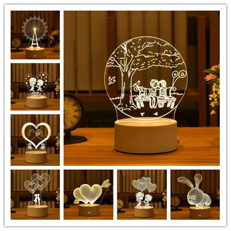 Romantická láska 3D lampa