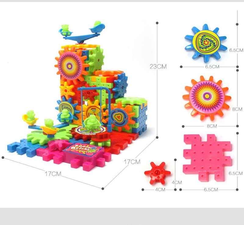 QWZ 81 PCS Electric Gears 3D Model Building Kits Plastic Brick Blocks Educational Toys For Kids Children Gifts