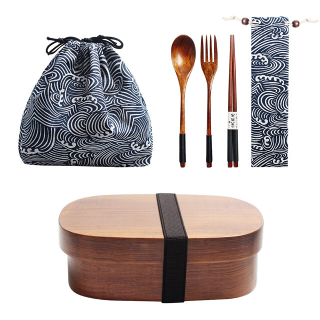 Wooden Lunch Boxes with Dinnerware Sets Domácnost a zahrada 2