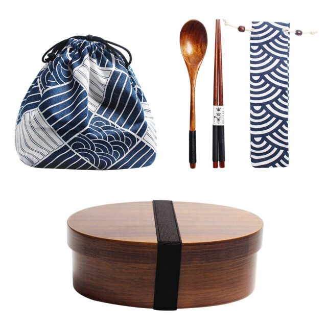 Wooden Lunch Boxes with Dinnerware Sets Domácnost a zahrada 3