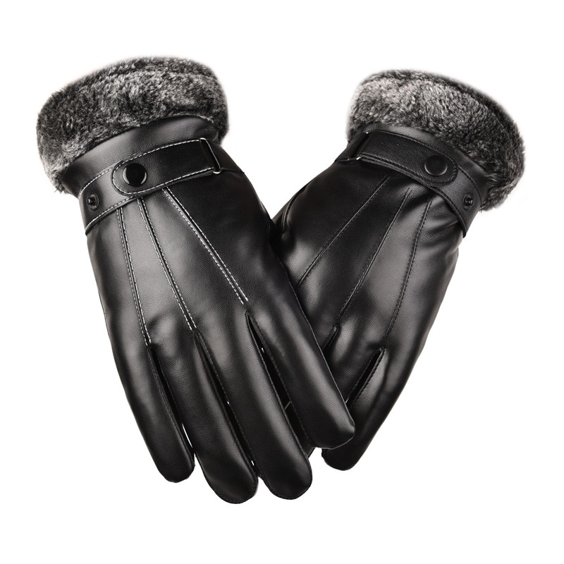 Teplé zimní kožené rukavice