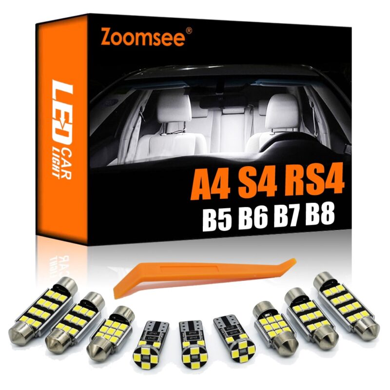 Zoomsee – Osvětlení kufru + vnitřní kopule, sada žárovek na čtení map pro Audi A4 S4 RS4 B5 B6 B7 B8, AUTO/MOTO