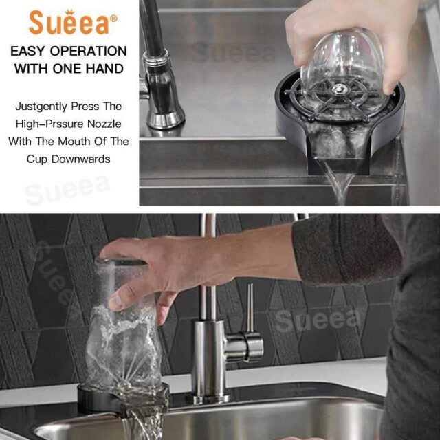Sueea®  Automatická myčka hrnků baterie oplachovač sklenic kuchyňský dřez Domácnost a zahrada 3