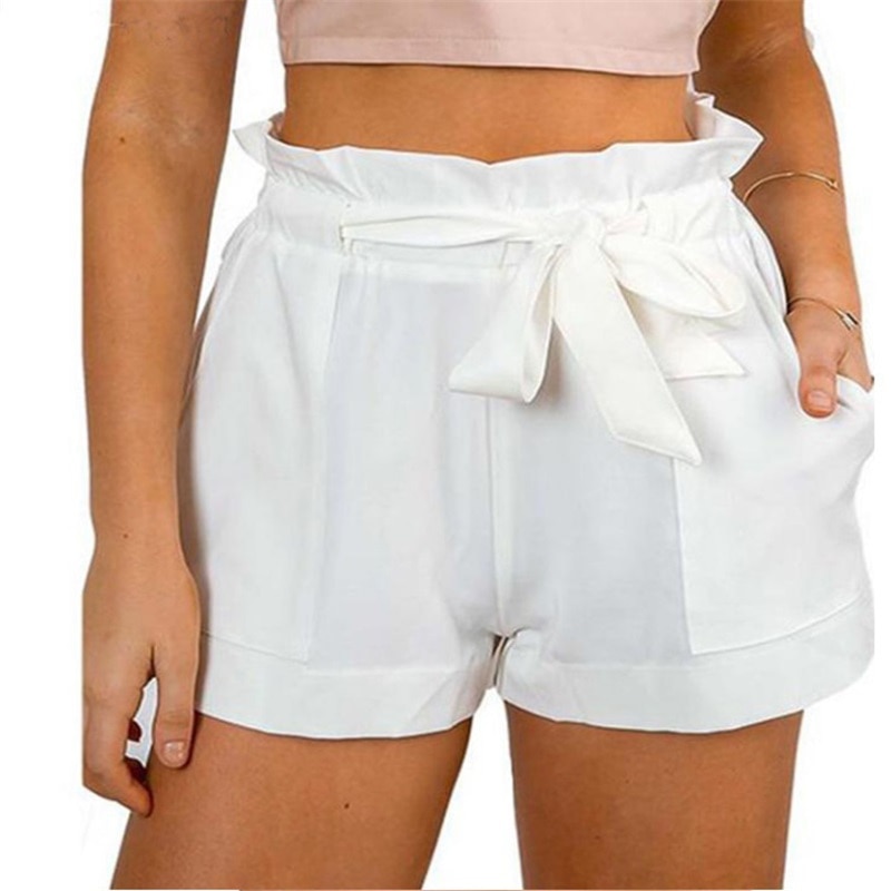 Nové módní ženy volné šortky elastický pas letní ležérní krátké kalhoty