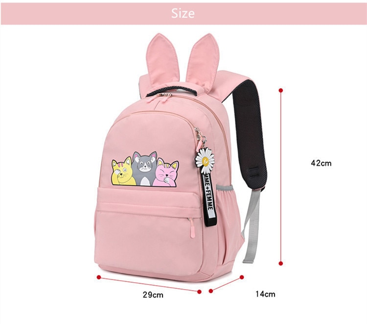 Školní batoh pro děti a dospívající, plátno s potiskem roztomilých zvířat