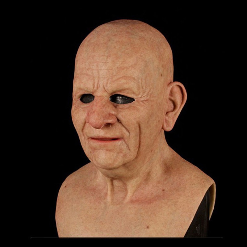 Zábavná halloweenská cosplay párty maska – maska na přilbu skutečného starého muže MIX 3