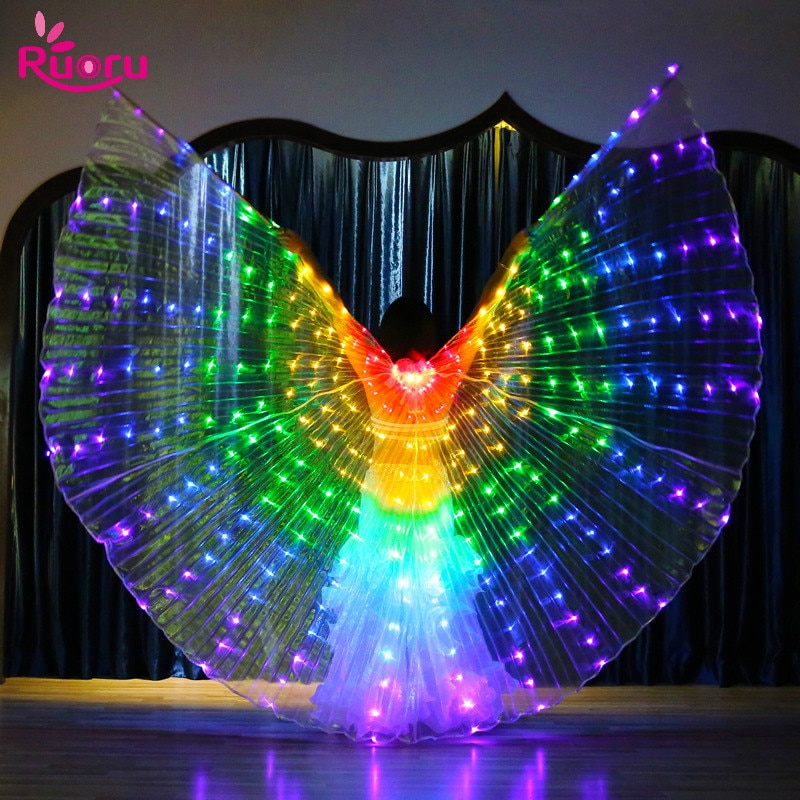 Kostým Rainbow LED Light Up Wings pro taneční vystoupení pro dospělé Oblečení Party Cirkus Angel Wing Isis Shape MIX