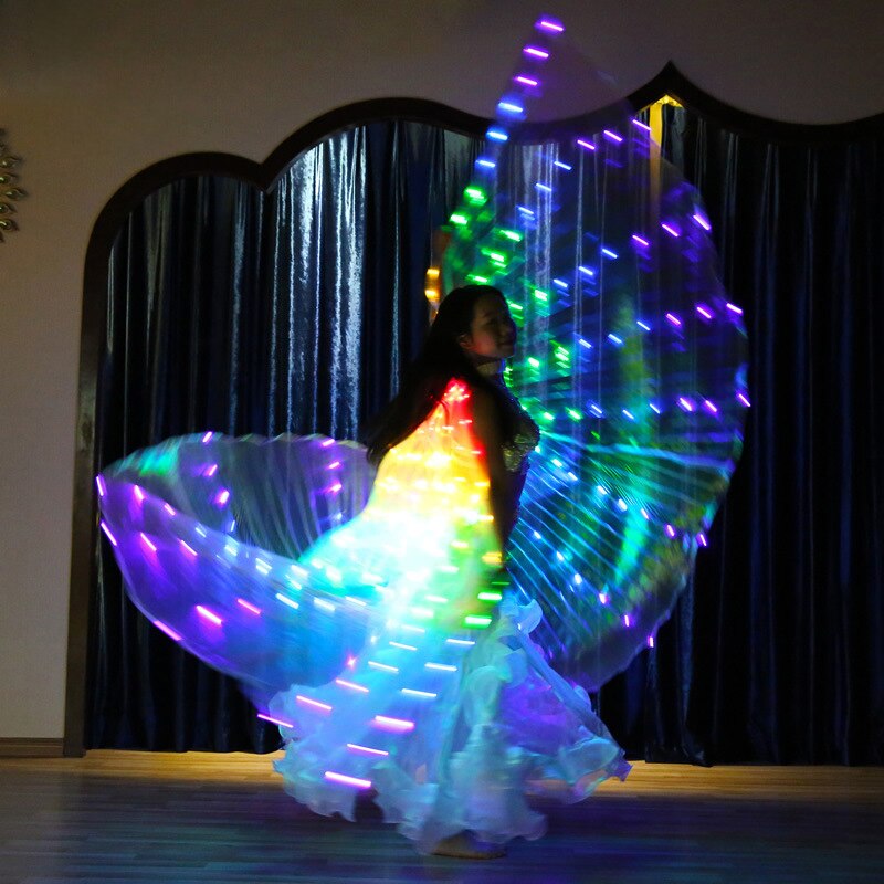 Kostým Rainbow LED Light Up Wings pro taneční vystoupení pro dospělé Oblečení Party Cirkus Angel Wing Isis Shape MIX 3