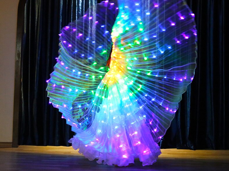Kostým Rainbow LED Light Up Wings pro taneční vystoupení pro dospělé Oblečení Party Cirkus Angel Wing Isis Shape