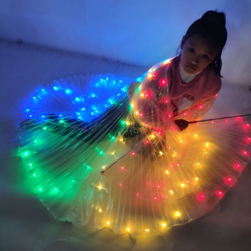 Kostýmy pro břišní tanec pro dívky, Andělská křídla, svítící LED rekvizity, společenské šaty, motýl MIX 4