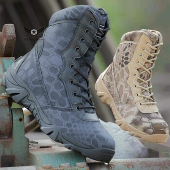 Snake Pattern Military Tactical Waterproof Boots | Black Python Boty