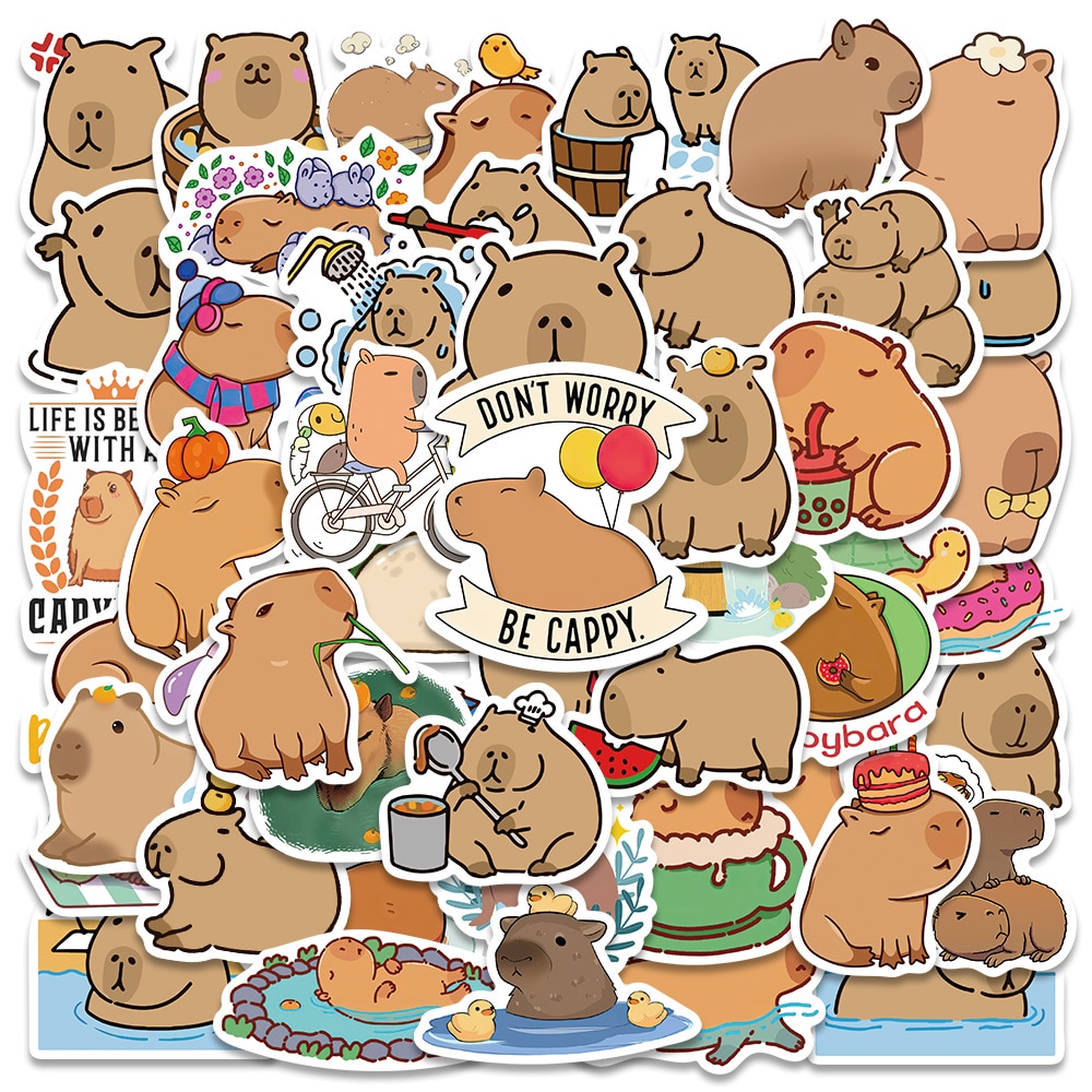 10/50/100PCS Plump Capybara Cartoon Cute Brown Animals Stickers Scrapbook Laptop Phone Luggage Diary Car Bottle Sticker Kid Toy MIX 3