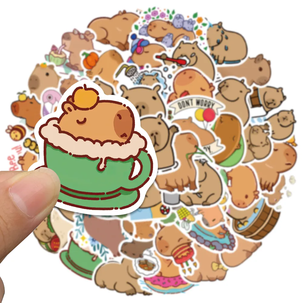 10/50/100PCS Plump Capybara Cartoon Cute Brown Animals Stickers Scrapbook Laptop Phone Luggage Diary Car Bottle Sticker Kid Toy MIX 5