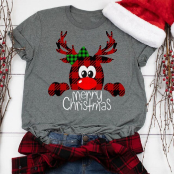 Dámské vánoční tričko s potiskem soba Vánoce