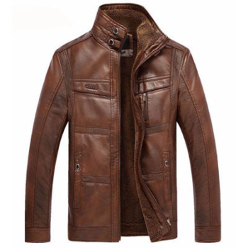 Pánská kožená bunda s plyšovou podšívkou (Výprodej) Bundy a kabáty pánské