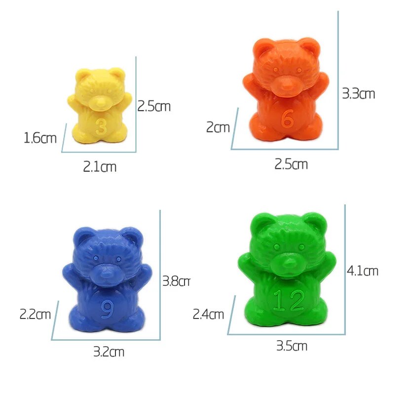 36/18/12/6 Pcs Weight Counting Bear Educational Toys Children Montessori Early Childhood Baby Kindergarten Color Classification MIX 8