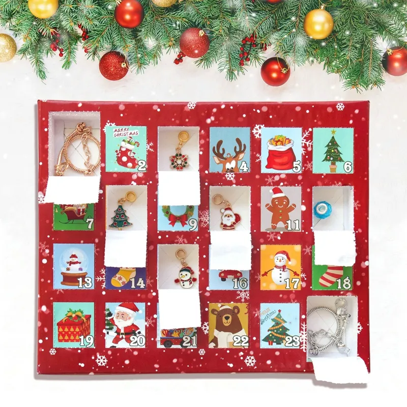24 Days DIY Advent Calendar Jewelry Gift Box Blue Jewelry Bracelets Set For Girls Kids 2024 Countdown Christmas Advent Calendar MIX 4