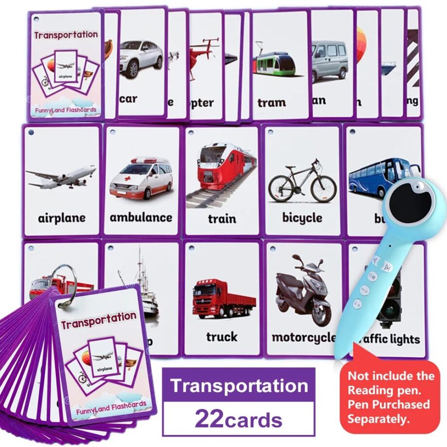 Kids Montessori Baby Learn English Word Card Flashcards Cognitive Educational Toys Picture Memorise Games Gifts for Children MIX 27