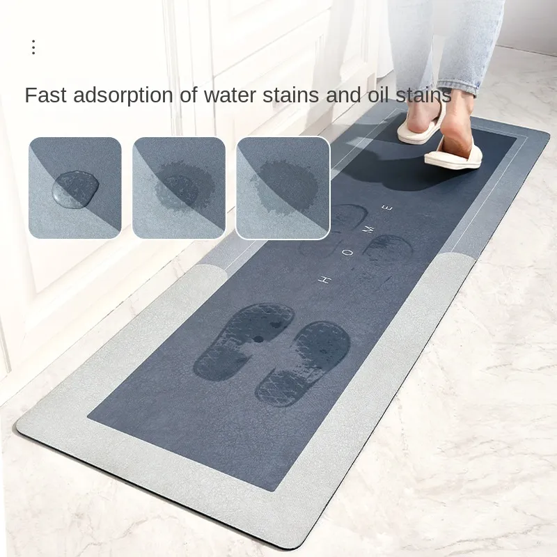 Kitchen Floor Mat Diatom Mud Pad Super Absorbent Bath Pad Anti-Slip Carpet Kitchen Mats Wipeable Wash Long Strip Carpet MIX 6