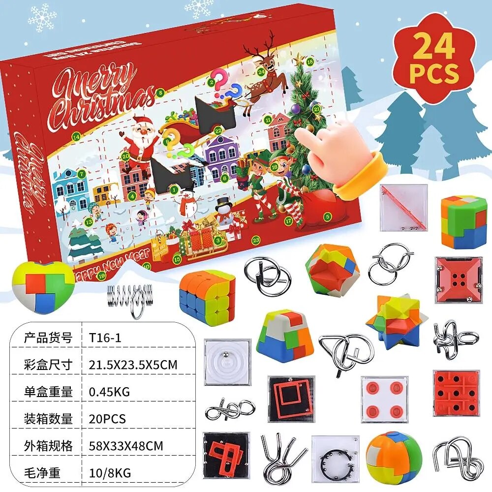2024 Christmas Advent Calendar Gift Box for Girl Kids DIY Jewelry Hairpin Toy 24Days Countdown Calendar New Year Christmas Gifts MIX 19