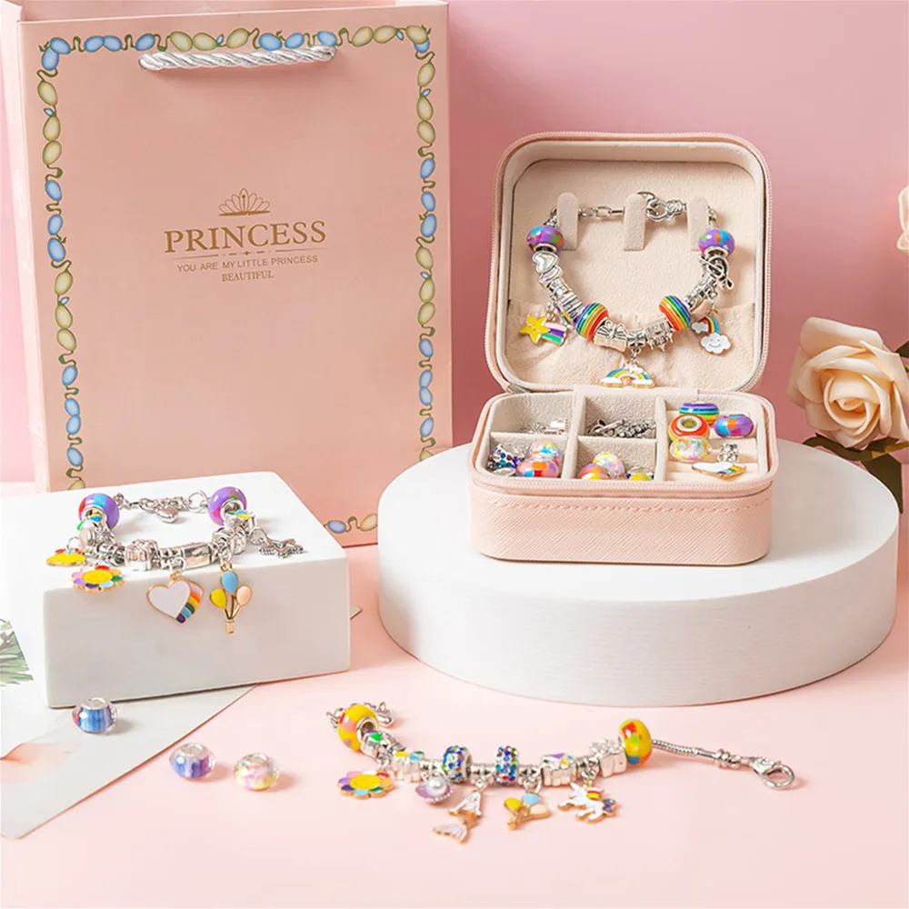 2022 New Christmas Advent Calendar Bracelet DIY Child Bracelet With Storage Box Pandora Bracelet DIY Jewelry Making Set for Girl MIX 4