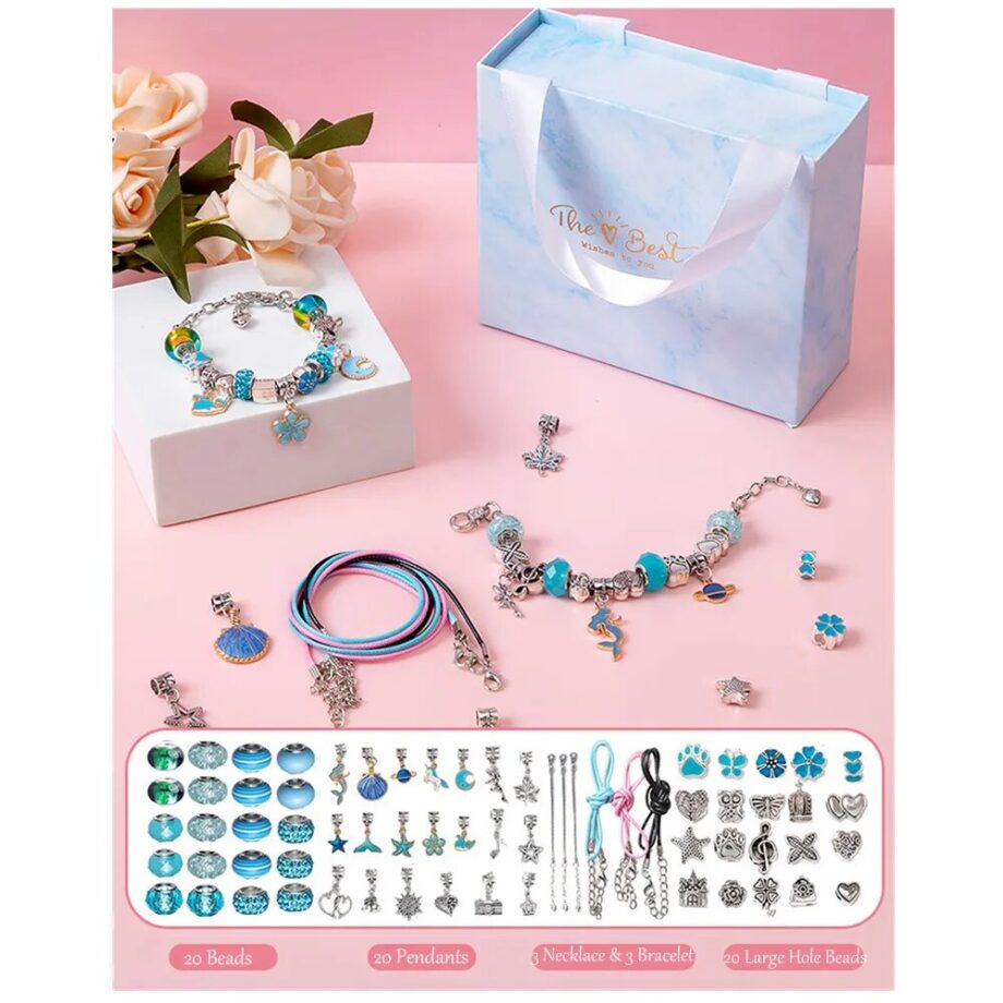 2022 New Christmas Advent Calendar Bracelet DIY Child Bracelet With Storage Box Pandora Bracelet DIY Jewelry Making Set for Girl MIX 10