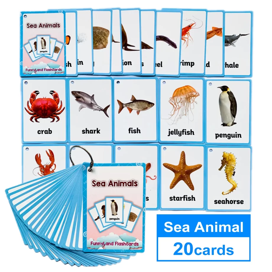 Kids Montessori Baby Learn English Word Card Flashcards Cognitive Educational Toys Picture Memorise Games Gifts for Children MIX 7