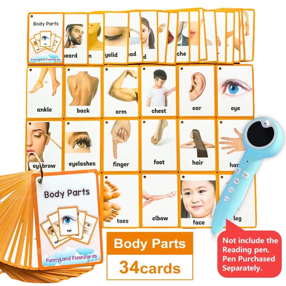 Kids Montessori Baby Learn English Word Card Flashcards Cognitive Educational Toys Picture Memorise Games Gifts for Children MIX 18