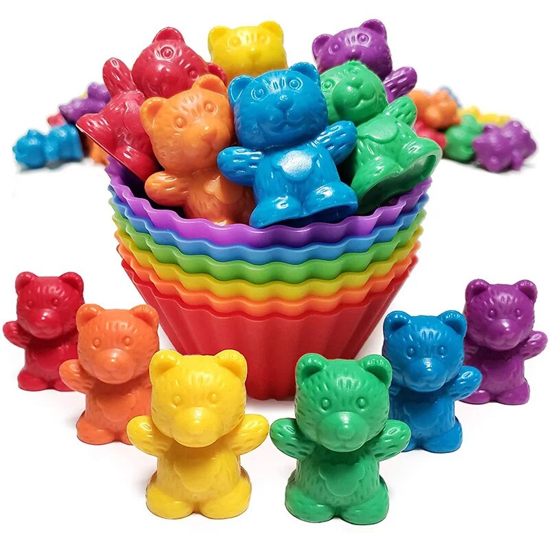 36/18/12/6 Pcs Weight Counting Bear Educational Toys Children Montessori Early Childhood Baby Kindergarten Color Classification MIX 7